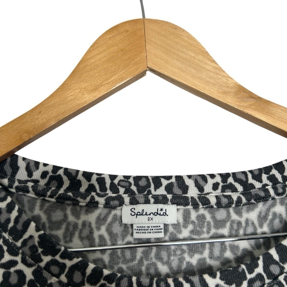 Splendid Long Sleeve Lounge Soft Sweater Top Leopard Print Plus Size 2X - Picture 4 of 7
